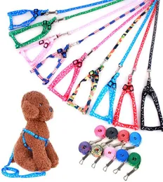 10120 cm Dog Harness leashes nylon printed調整可能なペットドッグカラー子犬猫トラクションロープペットネックレスカラーFF391648577