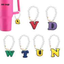 Sandaler Letter Pearl Chain With Charm Shaped Charms Tillbehör för Tumbler Cup Personlig handtag Drop Delivery Otjov