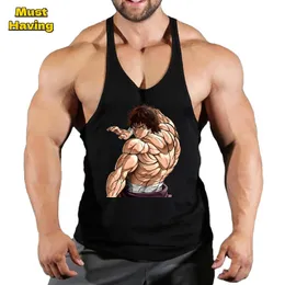 Anime Baki Hanma Stringer Tank Top dla mężczyzn Bawełniane kamizelki Y-Back TEE TOPS TRICH MIĘŚCI