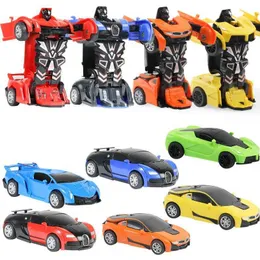 Transformation Toys Roboter Plastikmikro -Transformation Roboter Auto Spielzeug für Jungen Aktion Bild Kollision Transformation Auto Deformation Modell Spielzeug D240517