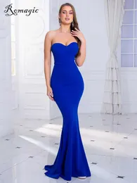 Vestidos de passarela Romágica elegante para mulheres de coquetel de coquetel de coquetel de dama de honra real Vestido de graduação azul real vestidos de noite de noite 2024 T240518