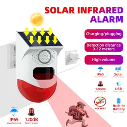 Wireless Outdoor Solar Intrusion with Human Body Sensing Infrared Sound and Alarm Light RF433 ddmy3c