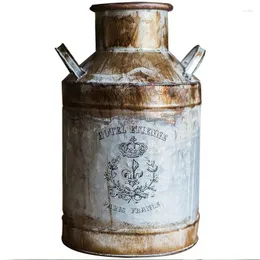 Vasos Farmhouse Handicraft Retro vintage antigo vaso de jarro de flor metal