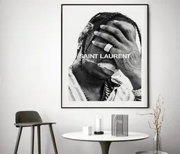 Canvas pintando aquarela Black White Music Star Rap Hip Hop Rapper Modelo Modelo de Arte Pintura de Wall Home Decor Pictures Para Livin2741817