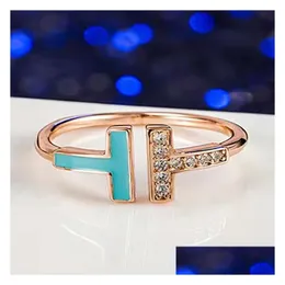 Bant Yüzük Tasarımcısı Sier Ring Crystal Diamonds Kadınlar İçin Aşk Nişan Çiftler Çift T Marka Sevgililer Günü Hediyesi MTI Stil Drop Dhysm