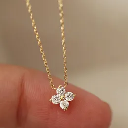 Elegancka luksusowa czteropomowa Clover Flash Flash Diamond Srebring Srebrny 925 Naszyjnik kwiatowy Women Hurtowa biżuteria