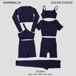 Wareball 237 Parantez Yoga Seti Kadın Spor Takımları Egzersiz Sütyen Kırpılmış Yüksek Bel Spor Salonu Legging Fitness Wear 240516