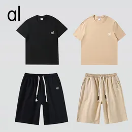 Yoga-Set großes Hemd kurzärärmische Top-Männer-Kordel-Shorts Lose halbärmeliges Frauenpaar Schulter vielseitiges T-Shirt T-Shirt Nahe Gewicht Schweißhosen