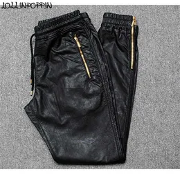 Männer Jogger Faux Leder Jogger Hosen Seite Reißverschluss Hip Hop PU Leder Harem Hosen Reißverschluss Beinöffnungshosen Folienstring Taille 201226857751