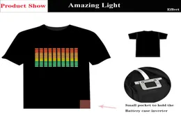 Aktywny korektor El T Shifit Equirt Light Down LED T -Shirt Flashing Music Aktywowana Tshirt LED 2103297639796