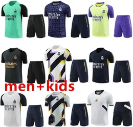 2024 Real Madrids Tracksuits Men Short Sleeved Set Soccer Jersey Football Shirt 22/23/24 Madrids Chandal Futbol Training Suit Surverement Sweatshirt Top Quality