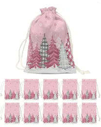 Dekoracje świąteczne Pink Tree Snowflake Candy Torby Santa Gift Bag Home Party Decor Navidad Xmas Linen Packing