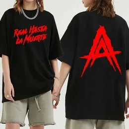 Herren T-Shirts Hip Hop Streetwear Anuel aa echte Hasta la Muerte Herren/Damen Grafik T-Shirt Mode Rap Sänger T-Shirt Lose Baumwoll T-Shirt Q240517