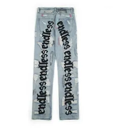 Endless Men Women Jeans High Quality Hip Hop Denim Pants Embroideredy Broken Do Old Hole Streetwear Jeans16098984