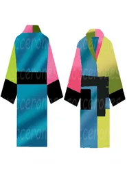 Farbe blockiert Unisex Robe Frauen Männer Jacquard Baumwolle Dicke Kleiderliebhaber Nachtwäsche Vintage Morgen Dressing Winterbad Robe9911892