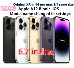Apple Original iphone XR in 14 pro max style 6.7 inches phone Unlocked with 14promax box&Camera appearance 4G RAM 64GB 128GB 256GB ROM smartphone 5pcs