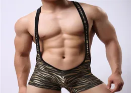 Sexy Men039s Bielizna Lopard Bodysuit kombinezon zapasy Singlet Sexy Gay God Silver Men Bodysuit Undershirt kulturystyka LE8809472