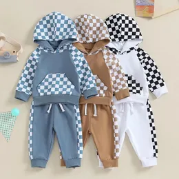 Zestawy odzieży Dziecko Kid Baby Boys Fall Outfits Drut z kapturem z kapturem z kapturem z kapturem z kapturem z kapturem z kapturem Bluzy i spodnie 2pcs Zestaw ubrania