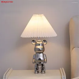 Tischlampen Nordic Cartoon Keramik Chrombär Stoff LED Lampe Kinder Mädchen Schlafzimmer Nachtende Dekoration Studium Wohnzimmer Schreibtisch Leuchten