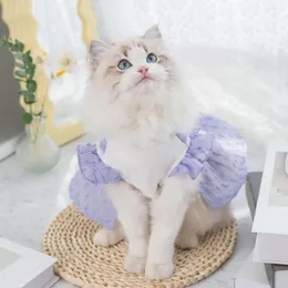 Dog Apparel Dress Round Neck Ruffle Edge Decorative Pe Cat Two-legged Costume Pet Supplies