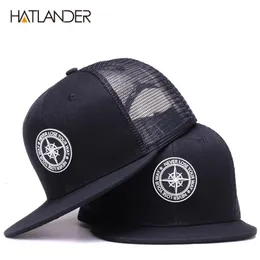 ハットランダーメンズオリジナル野球帽子ブラックスナップハット高品質のクールヒップホップハット6パネルボーンメッシュカードカーハット240513