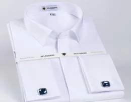 MEN039S Klassische französische Manschette Hidden Button -Hemd Longsleeve Formal Business Standardfit weiße Hemden Manschettenknöpfe inklusive 2348884