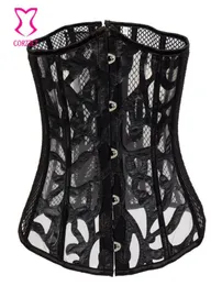 Corsetto in pelle di pesce nera Bustier Bustier Lingerie sexy espiartilhos e corsetti corsetti gotici korsett per donne7494326