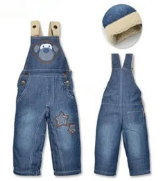 NZ191overalls for children thicken cotton winter bib jeans boy baby girl denim overalls kids clothes retail3963739