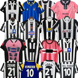 Jerseys de futebol retrô del Piero Conte Pirlo Marchisio Inzaghi 95 96 97 98 99 00 02 03 04 05 Zidane Maillots Davids Boksic Pogba Juventus Short Slave Futebol Shirts