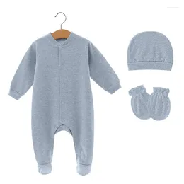 Bekleidungssets Baby Jumpsuit Mütze Hut Anti-Scratch-Stätte Baumwolle geboren für Kind Girl Gender neutral Nicht-Fluoreszenz