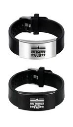 أساور سحر Let039S Go Brandon FJB Black Silicone Silicex Bracelet Felegts Stainless Steel Collection J6987216