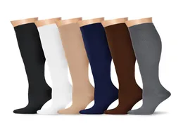6 pares de joelhos altos meias de compressão graduadas para mulheres e homens meias de voo de viagens de enfermagem médica Running Fitness 2110083