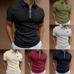 Men's Polos Designer Summer Zipper Polo Camisetas Marca Camisa Imprima listrada para Men Streetwear Casual Black and White Manga Camiseta