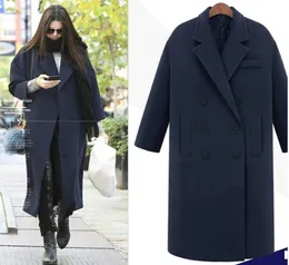 Jappkbh outono de inverno lã casaco comprido casaco casual blazer blazer fora de peito elegante vneck women coat Bayan Mont7458920