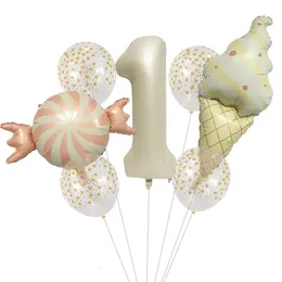 32 -calowy mleczny biały matowy cukierki lody aluminium film cyfrowy zestaw balonowy z okazji urodzin