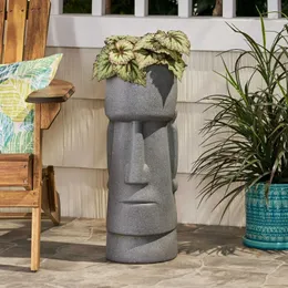 Plantadores Pots Harold Outdoor Páscoa Ilha Estátua Decorativa Pot Stone Grayq240517