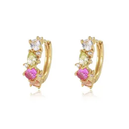 Stud Hot Selling Lovely Exquisite 925 Gold Earring Rainbow Silver Hoop Earring For Girls Q240517