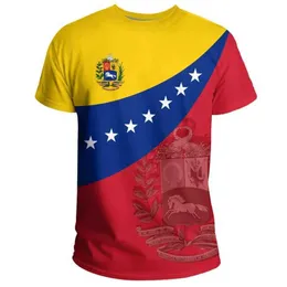 Herren-T-Shirts Sommer neues 3D Venezolanische Flagge gedrucktes T-Shirt mit venezolanischem Emblem-Muster kurzärmeliges Retro Y2K T-Shirt Top Q240517