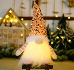 Weihnachtsdekoration Pailletten mit Lichtern Rudolph Doll Luminous gesichtsloser Puppen -Ornamente9593805