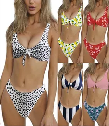 Bikini Yüksek Bel Bikini Tasarımcı Mayo Knot Floral Maillot De Bain Seksi Mayo Çizgili Dot Kostüm Da Bagno Donna Banyo SU1046933