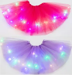 Multicolor niedliche Kinder -LED -Kleid mit Lichtern Star Pailletten Tutu Rock Puffy Luminous Girl Kleider für Bühnenperformance und Party 20pc1774880