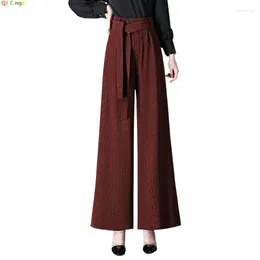 Women's Pants Spring Jacquard High-waisted Wide-leg Women 2024 Straight Loose Casual Trousers Red Black Gray Coffee Pant 26-33