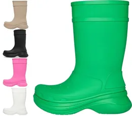 Cross Paris Stiefel Eva Gummi hoch halb halb über Knie -Knie -Stiefel Triple Black White Green Pink Womens Ladies Fashion Designer Booties Winterschuhe Regenboot7951234