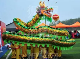 Dragon taniec czerwony rozmiar 4 10 m długości Złote Splistowane dorosły Rave Carnival Mascot Costume Wedding Stage Decor China Special Culture Holi3335342