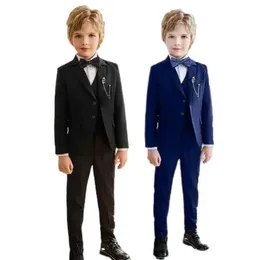 Kleidungsstücke Kinderkinder schwarzblaues Set geeignet für Hochzeit Jungen Mädchen Hostessen Klavierzeremonien Abendkleider Jugendpartys Ball Performances Q240517