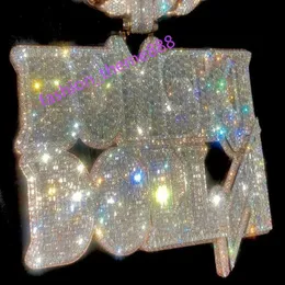Custom Moissanit Name Halskette aus Bling Hip Hop Brief Anhänger 925 Silberschmuck VVS Moissante Diamond Geschenke für Männer