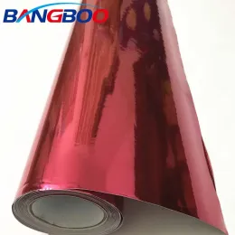 Çıkartmalar Yüksek Stretch 1.52x18m Kırmızı Krom Ayna Vinil Wrap PVC Vinil Rulolar Araba Dekorasyonu, Toptan Satış