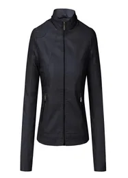 2020 Herbst Solid Cashmere PU Leder Jacke Plus Größe Kapuzenständer Slim Outwear Fasony Coats Veste en cuir femme3998214