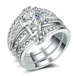 사이드 스톤즈 Moonrocy Cubic Zirconia Crystal CZ Wedding Ring Ring Silver / Gold Color Jewelfy For Women Gift Womens Drop Wholesale