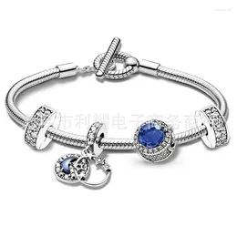 Pulseiras de link Gioio Trendy Romantic 2024 Silver Color Charm Bracelet com Happy Family Strand Brand for Women Diy Jewelry fabricação